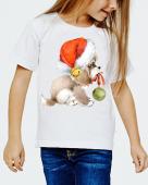 Новогодняя футболка "Собачка 13" детская с принтом на сайте mosmayka.ru