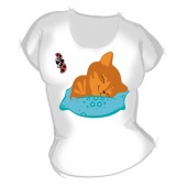 Женская футболка "Кошка спит" с принтом