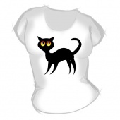 Женская футболка "Чёрная кошка" с принтом