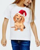 Новогодняя футболка "Новогодний щенок" детская с принтом на сайте mosmayka.ru