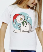 Новогодняя футболка "Снеговик 1" детская с принтом