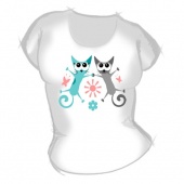 Женская футболка "Кот и кошка 1" с принтом