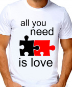 Парная футболка "Нуждаюсь в любви" мужская с принтом