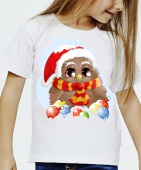 Новогодняя футболка "Новогодний воробей 1" детская с принтом на сайте mosmayka.ru