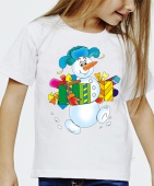 Новогодняя футболка "Снеговик 28" детская с принтом