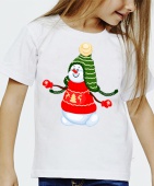 Новогодняя футболка "Снеговик 24" детская с принтом