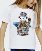 Новогодняя футболка "Снеговик 31" детская с принтом