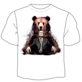 Мужская футболка "Путин с медведем" с принтом