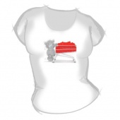 Женская футболка "Мишка и много сердечек" с принтом