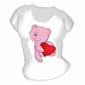 Женская футболка "Мишка с сердцем 1" с принтом