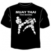 Чёрная футболка "Тайский бокс" с принтом