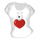 Женская футболка "Собачка с сердцем" с принтом