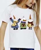 Новогодняя футболка "Смешные снеговики" детская с принтом