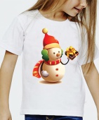 Новогодняя футболка "Снеговик 37" детская с принтом