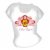 Женская футболка "Люблю Россию" с принтом