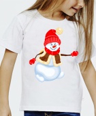 Новогодняя футболка "Снеговик 25" детская с принтом