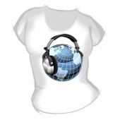 Женская футболка "Наушники и Земля" с принтом