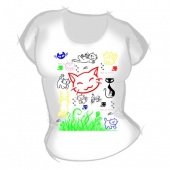 Женская футболка "Кошки трава цветная" с принтом