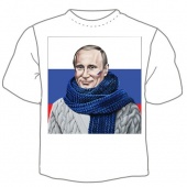 Мужская футболка "Путин в шарфе" с принтом на сайте mosmayka.ru