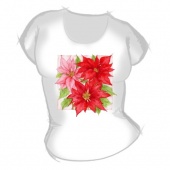 Женская футболка "Красные цветы" с принтом