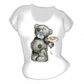 Женская футболка "Мишка с ромашкой" с принтом