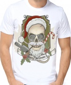 Новогодняя футболка "Новогодний череп" мужская с принтом