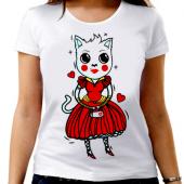 Парная футболка "Модная кошка" женская с принтом