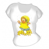 Женская футболка "Девочка в жёлтом плаще" с принтом