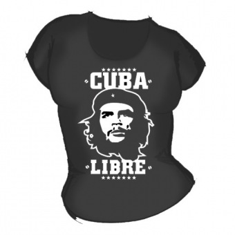 Женская чёрная футболка "Куба" с принтом на сайте mosmayka.ru