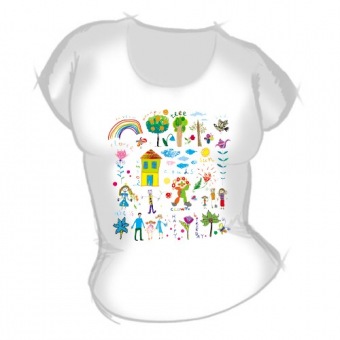 Женская футболка "Детские рисунки3" с принтом на сайте mosmayka.ru