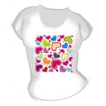 Женская футболка "Сердечки 1" с принтом на сайте mosmayka.ru