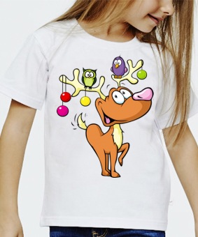 Новогодняя футболка "Новогодний олень" детская с принтом на сайте mosmayka.ru