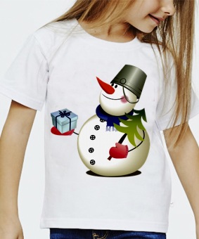Новогодняя футболка "Снеговик 35" детская с принтом на сайте mosmayka.ru