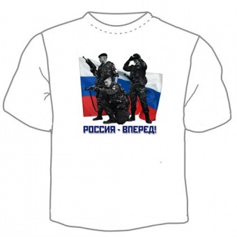 Мужская футболка "Россия вперед" с принтом на сайте mosmayka.ru