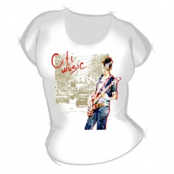 Женская футболка "Citi music" с принтом на сайте mosmayka.ru