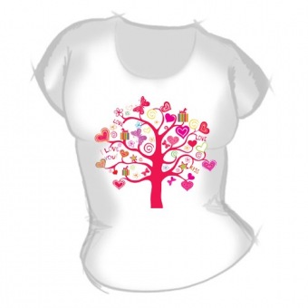 Женская футболка "Дерево с подарками" с принтом на сайте mosmayka.ru