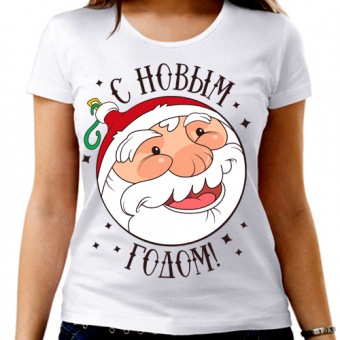 Новогодняя футболка "Новогодний шар" женская с принтом на сайте mosmayka.ru