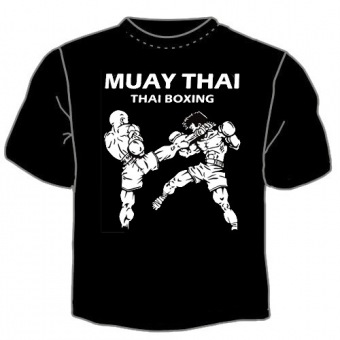 Чёрная футболка "Тайский бокс" с принтом на сайте mosmayka.ru