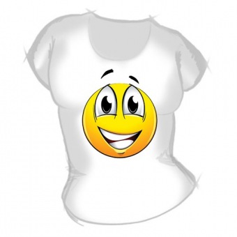 Женская футболка "Смайл" с принтом на сайте mosmayka.ru