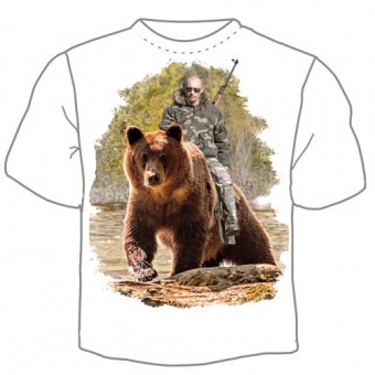 Мужская футболка "Путин на медведе" с принтом на сайте mosmayka.ru