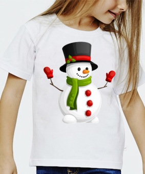 Новогодняя футболка "Снеговик 47" детская с принтом на сайте mosmayka.ru