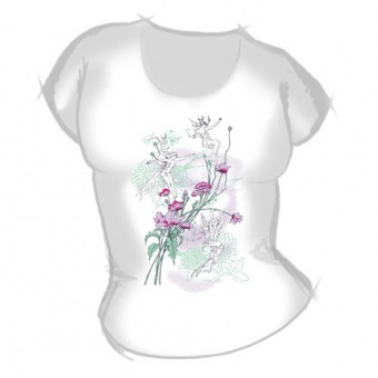 Женская футболка "Эльфы и цветы" с принтом на сайте mosmayka.ru