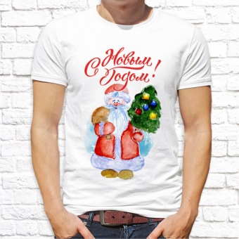 Новогодняя футболка "Дед мороз 2018" мужская с принтом на сайте mosmayka.ru