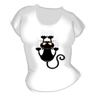 Женская футболка "Кот с когтями" с принтом на сайте mosmayka.ru