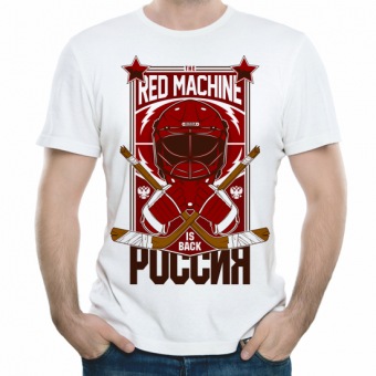 Мужская футболка"Красная машина" с принтом на сайте mosmayka.ru