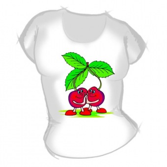 Женская футболка "Вишенки" с принтом на сайте mosmayka.ru