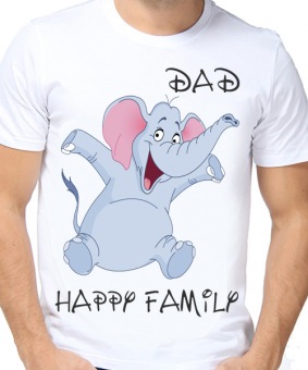 Семейная футболка "Слоник папа" с принтом на сайте mosmayka.ru