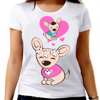 Парная футболка "Собачки" женская с принтом на сайте mosmayka.ru