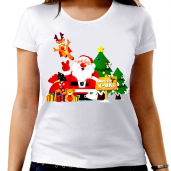 Новогодняя футболка ".Весёлый дед мороз 1" женская с принтом на сайте mosmayka.ru