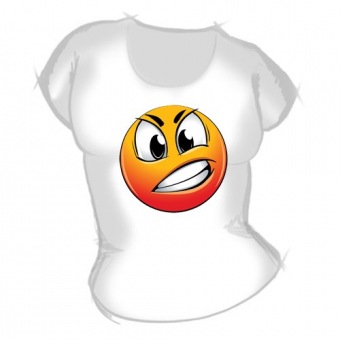 Женская футболка "Злой смайл" с принтом на сайте mosmayka.ru